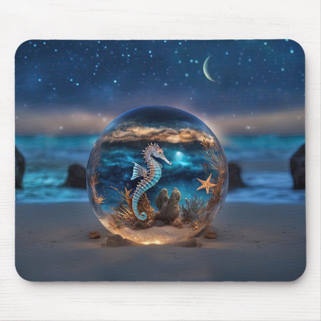 Tapis De Souris Seahorse et Starfish Beach Sous l'eau Surreal Orb (Devant)