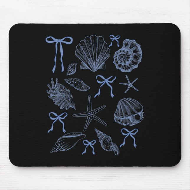 Tapis De Souris Seashell Coquette Bow Hawaii Beach Vacances d'été (Devant)