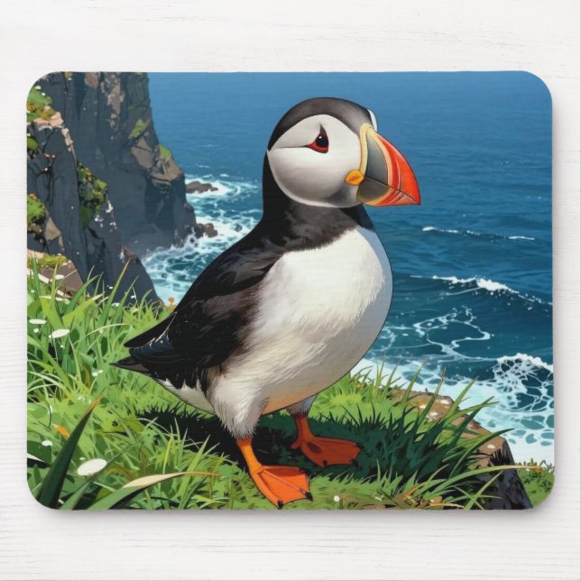 Tapis De Souris Seaside Puffin Illustration   (Devant)