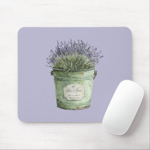 Tapis De Souris Seau Vert Fleurs de Lavande
