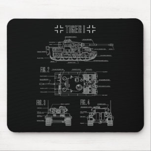 Tapis De Souris Seconde Guerre mondiale Tigre Allemand Tiger I Eng