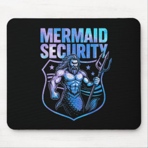 Tapis De Souris Sécurité de la sirène Drôle papa Mermaid Beach Gua