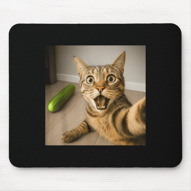 Tapis De Souris Selfie Chat Chocé Drôle Avec Conception De Mème De (Devant)