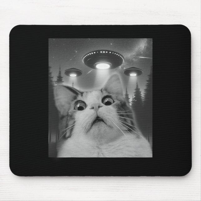 Tapis De Souris Selfie De Chat Avec Ufos (Devant)