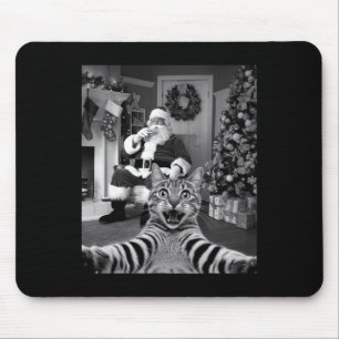 Tapis De Souris Selfie De Chat De Noël Drôle Avec Santa Claus Cute