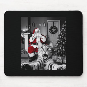Tapis De Souris Selfie De Chat De Noël Drôle Avec Santa Claus Cute