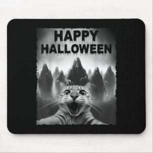 Tapis De Souris Selfie De Chat Drôle Avec Fantômes Jour Du Costume