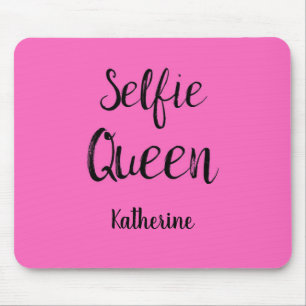 Tapis De Souris Selfie Nom Reine Personnalisé Fuchsia Hot rose