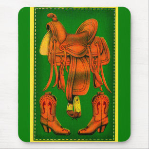 Tapis De Souris Selle occidentale et bottes de cowboy