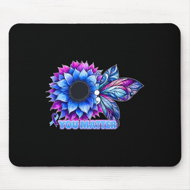 Tapis De Souris Semicolon de la sensibilisation à la prévention du (Devant)