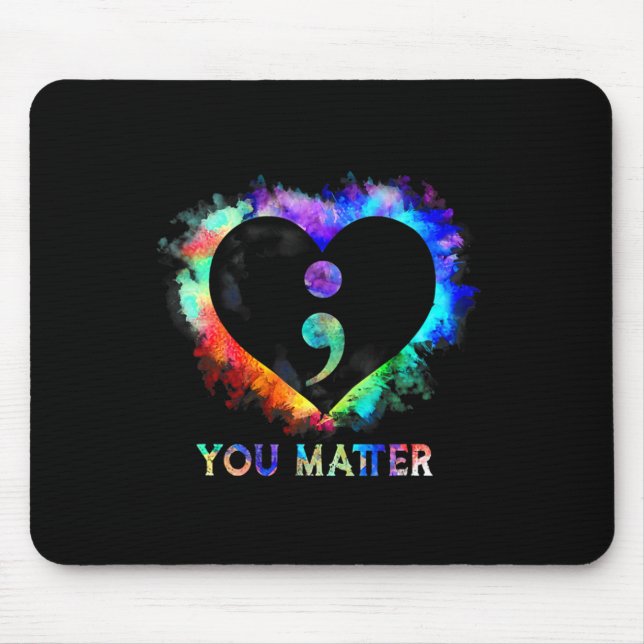 Tapis De Souris Semicolon de sensibilisation à la prévention du su (Devant)