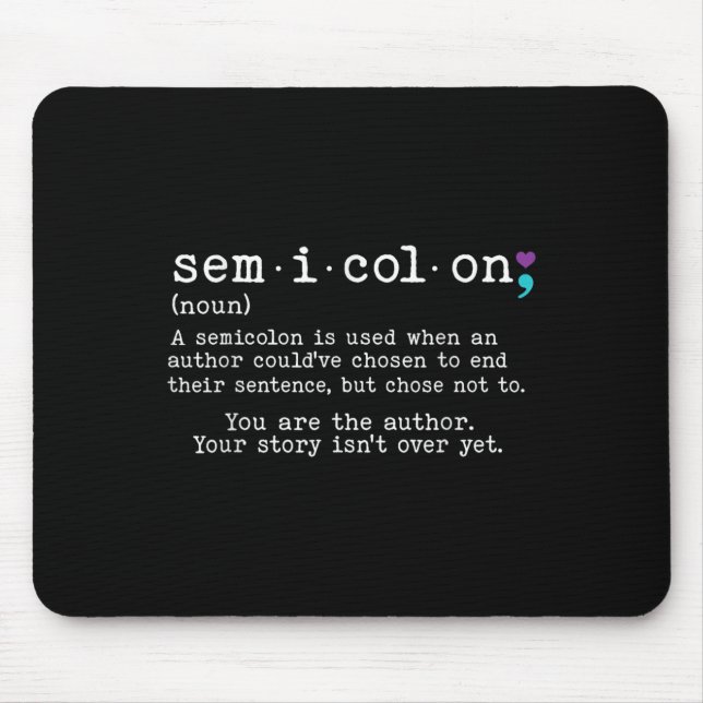 Tapis De Souris Semicolon rétro Définition Prévention du suicide A (Devant)