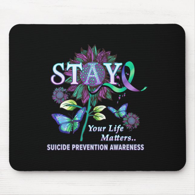 Tapis De Souris Sensibilisation à la prévention du suicide Restez  (Devant)