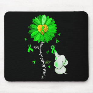 Tapis De Souris Sensibilisation à la santé mentale Tournesol Vert