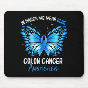 Tapis De Souris Sensibilisation au cancer colorectal papillon bleu