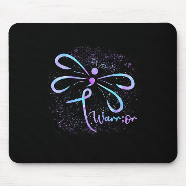 Tapis De Souris Sensibilisation au suicide point-virgule libellule (Devant)