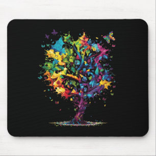 Tapis De Souris Sensibilisation Autisme Puzzle Pièces Arbre coloré