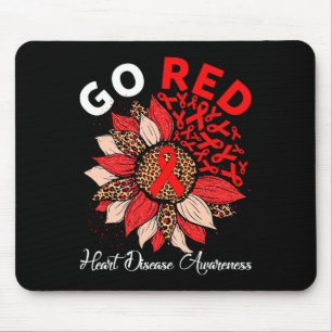 Tapis De Souris Sensibilisation aux maladies du coeur rouge Ruban 