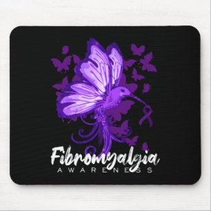 Tapis De Souris Sensibilisation Colibri tenant du ruban pourpre