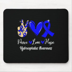 Tapis De Souris Sensibilisation Peace Love Hope Blue Ribbon