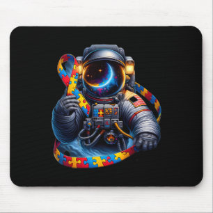 Tapis De Souris Sensibilisation sur l'autisme Astronaute Jaune Rou
