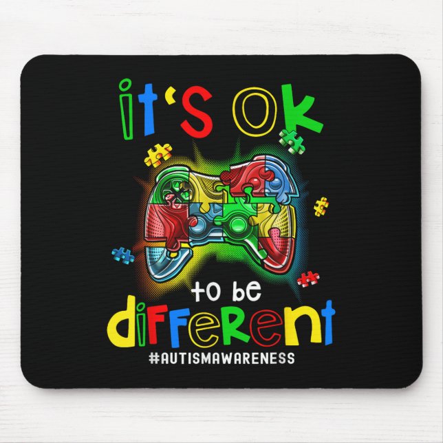 Tapis De Souris Sensibilisation sur l'autisme C'Est Ok D'Être Diff (Devant)