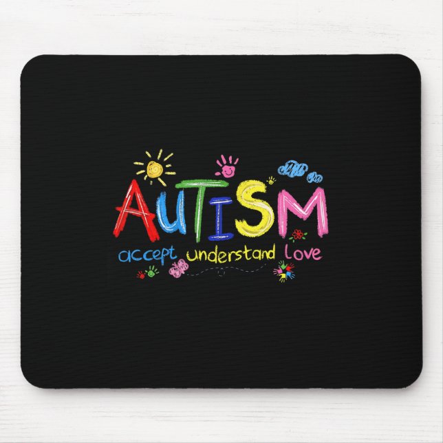 Tapis De Souris Sensibilisation sur l'autisme de brosse Accepter C (Devant)