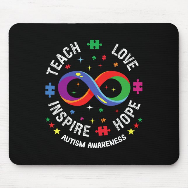 Tapis De Souris Sensibilisation sur l'autisme Enseigner Hope Love  (Devant)