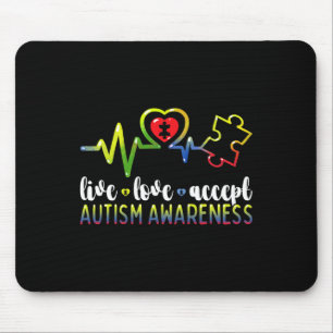 Tapis De Souris Sensibilisation sur l'autisme Live Love Accepter