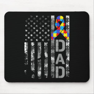 Tapis De Souris Sensibilisation sur l'autisme Papa USA Drapeau Fêt