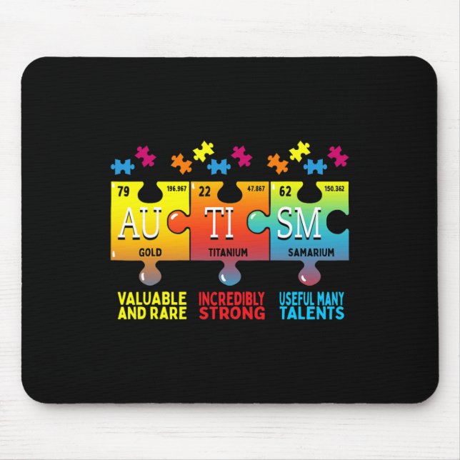 Tapis De Souris Sensibilisation sur l'autisme Puzzle Éléments chim (Devant)