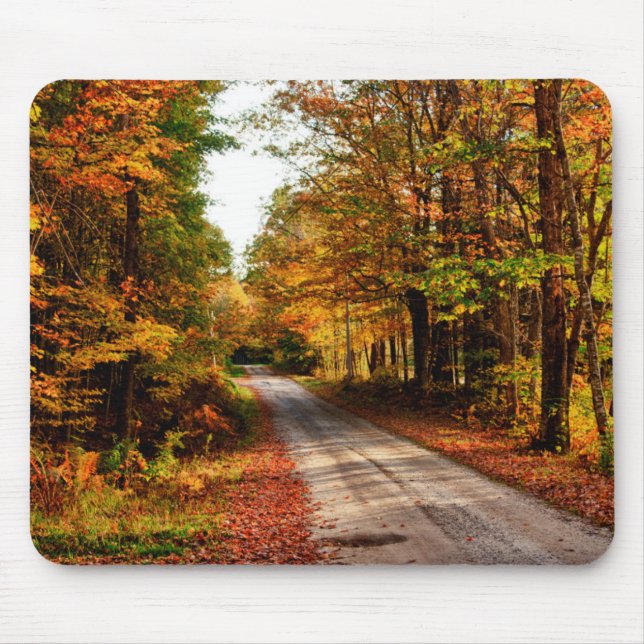 Tapis De Souris Sentier boisé avec feuillage d'automne (Devant)