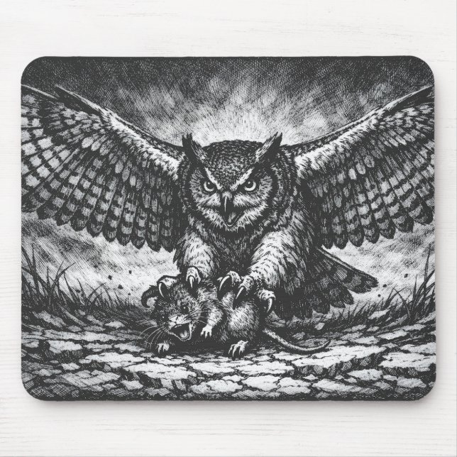 Tapis De Souris Sentinelle Hibou ailé par BurnsInHell (Devant)