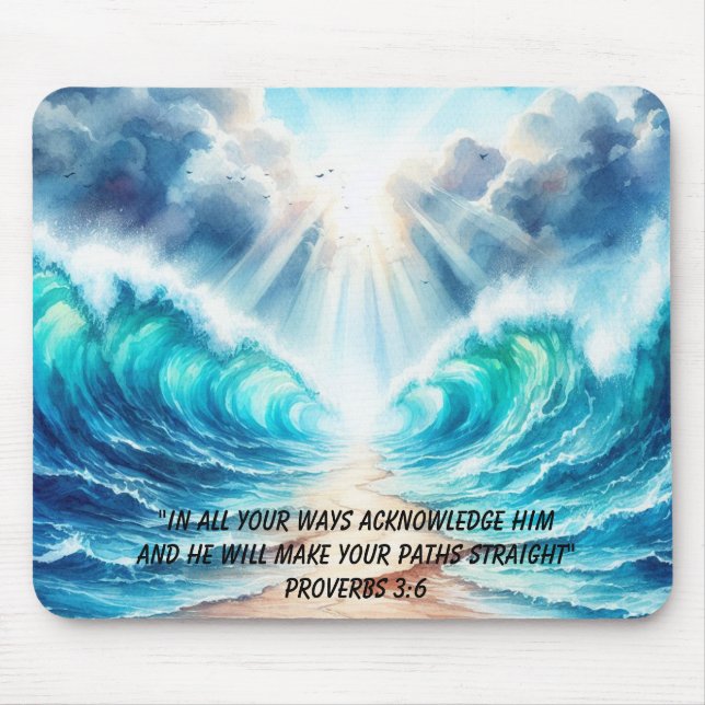 Tapis De Souris Séparation de la Mer Rouge Verset de l'Écriture (Devant)