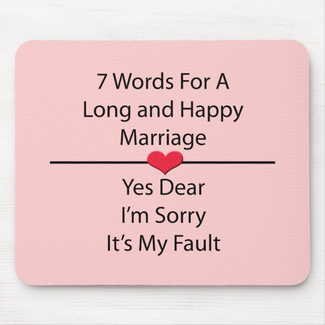 Tapis De Souris Sept mots pour un mariage long et heureux (Devant)