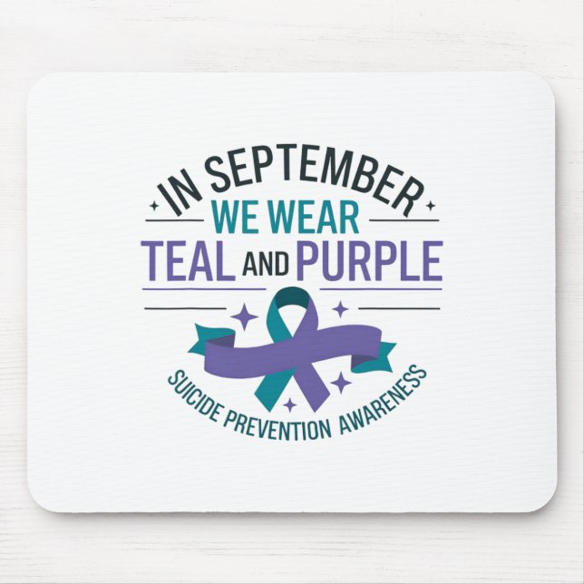 Tapis De Souris Septembre turquoise Et Violet Prévention du suicid (Devant)