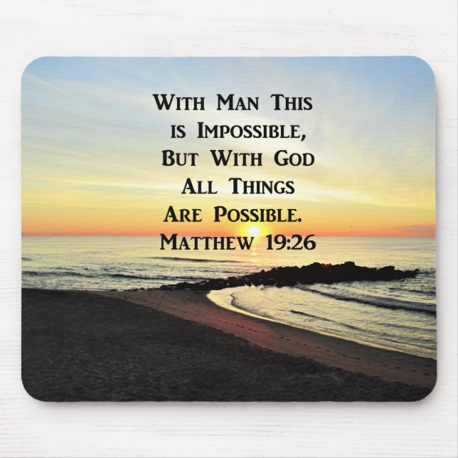 TAPIS DE SOURIS SERENE MATTHEW 19:26 SCRIPTURE DU SOLEIL (Devant)