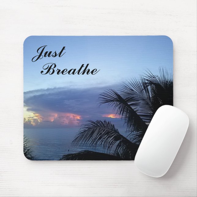 Tapis De Souris Serene Palm Tree Ocean Sunrise Just Breathe (Avec souris)