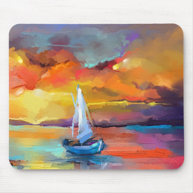 Tapis De Souris Serene Sunset Sailboat Art (Devant)