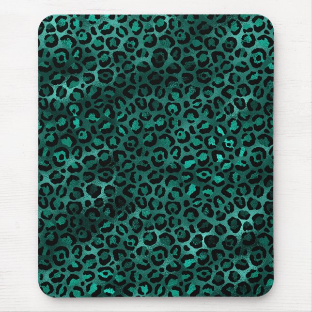 Tapis De Souris Série Teal et Or Design Léopard 5 (Devant)