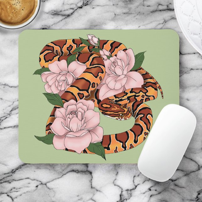 Tapis De Souris Serpent des blés vibrant Fleurs de pivoine roses V (Créateur téléchargé)