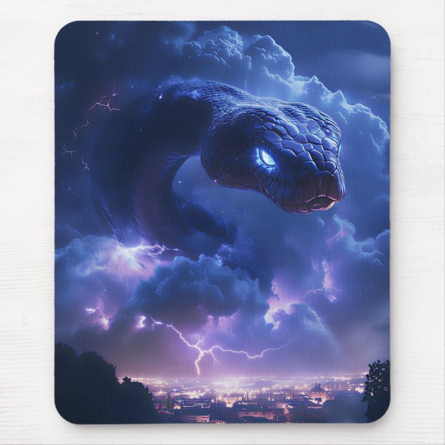 Tapis De Souris Serpent éclair au-dessus de la ville (Devant)