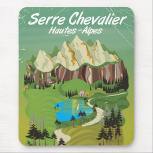 Tapis De Souris Serre Chevalier, affiche de voyage de ski en Franc