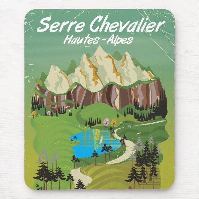 Tapis De Souris Serre Chevalier, poster de voyage ski France (Devant)