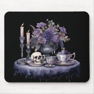 TAPIS DE SOURIS SERVICE DE THÉ GOTHIQUE AVEC VASE DE FLEURS