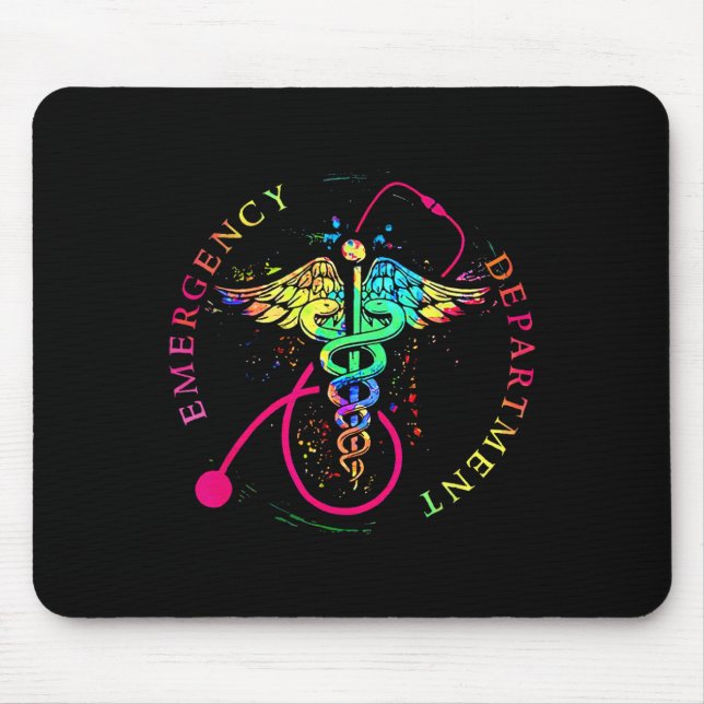 Tapis De Souris Service d'urgence Tie Dye Ed Er Infirmière (Devant)