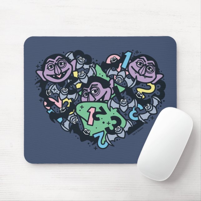 Tapis De Souris Sésame Sésame | Comte von Count Doodle Heart (Avec souris)