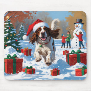 Tapis De Souris Setter anglais coule dans la neige avec Casquette 