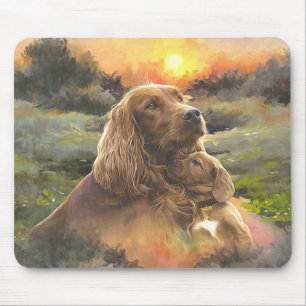 Tapis De Souris setter irlandais avec chiot