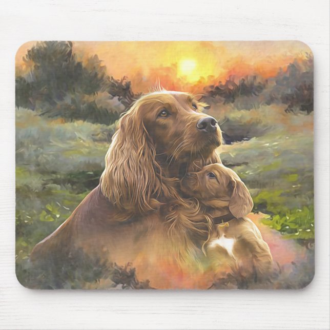 Tapis De Souris setter irlandais avec chiot (Devant)